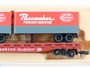 N Scale Atlas 37501 NYC Piggyback Flat Car #499103 w/ 2-24' Pacemaker Trailers