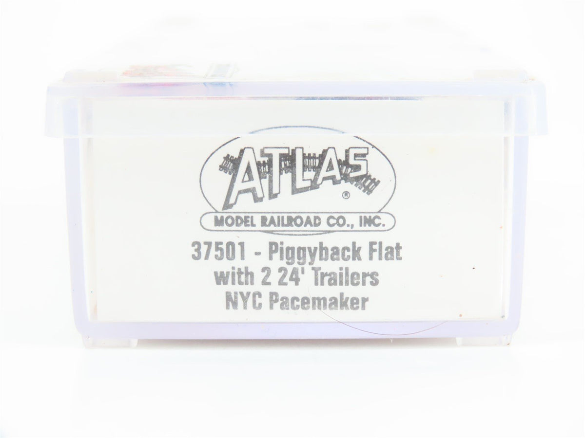 N Scale Atlas 37501 NYC Piggyback Flat Car #499103 w/ 2-24&#39; Pacemaker Trailers