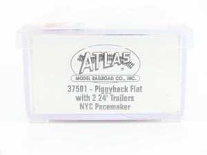 N Scale Atlas 37501 NYC Piggyback Flat Car #499103 w/ 2-24' Pacemaker Trailers