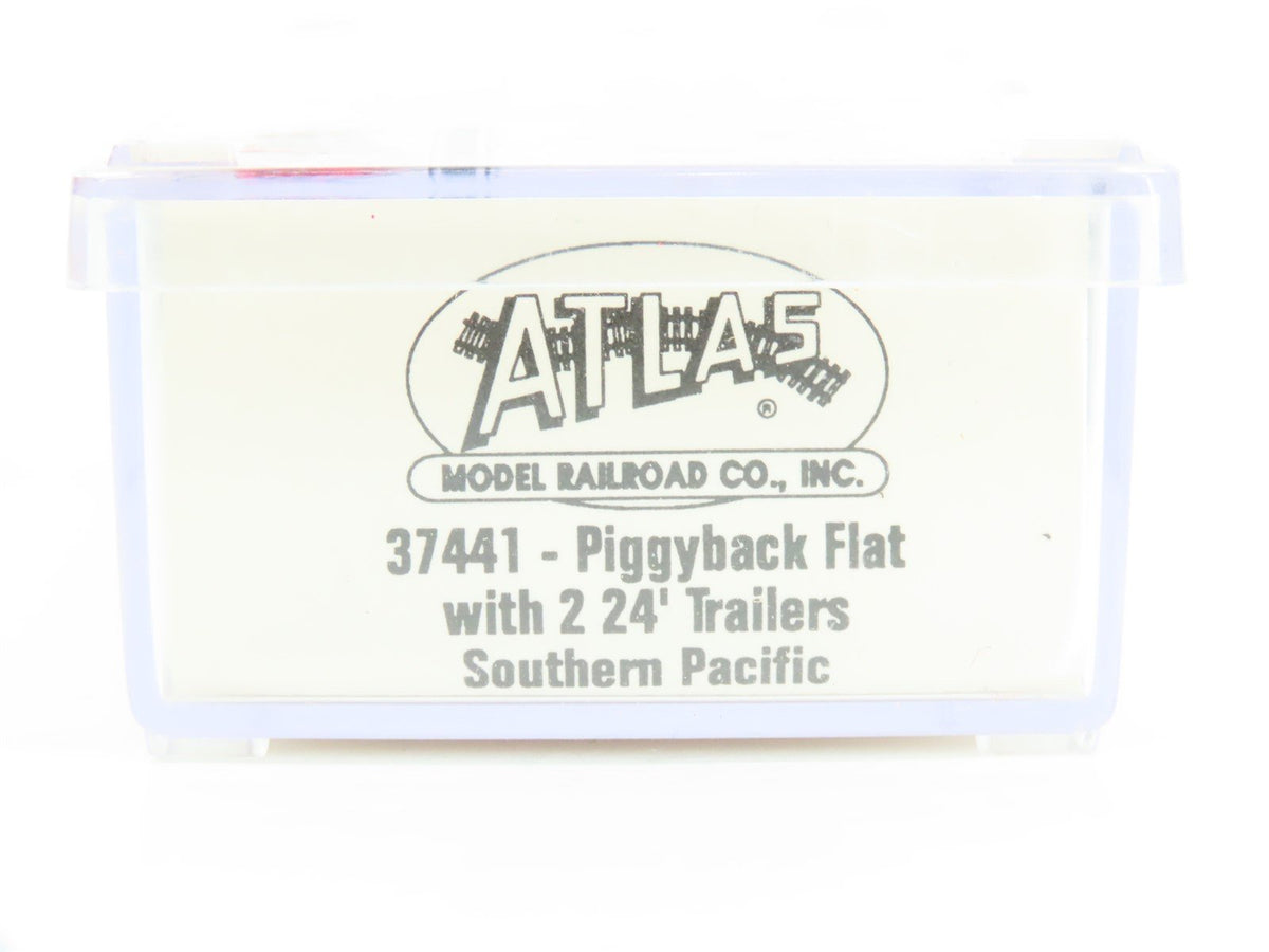 N Atlas 37441 SP Southern Pacific Piggyback Flat Car #598302 w/ 2-24&#39; Trailers