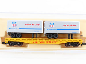 N Atlas 37461 UP Union Pacific Piggyback Flat Car #53002 w/ 2-24' Trailers