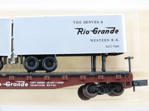N Scale Atlas 3748 D&RGW Rio Grande Piggyback Flat Car #22338 w/ 2 Trailers