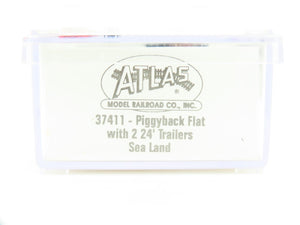 N Atlas 37411 CR Conrail Piggyback Flat Car #705112 w/ 2-24' Sea Land Trailers