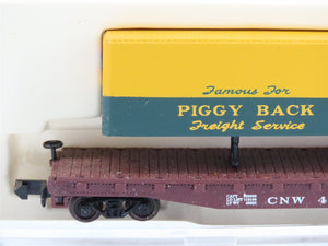 N Atlas 37721 CNW Chicago North Western Piggyback Flat Car #48303 w/ 40' Trailer
