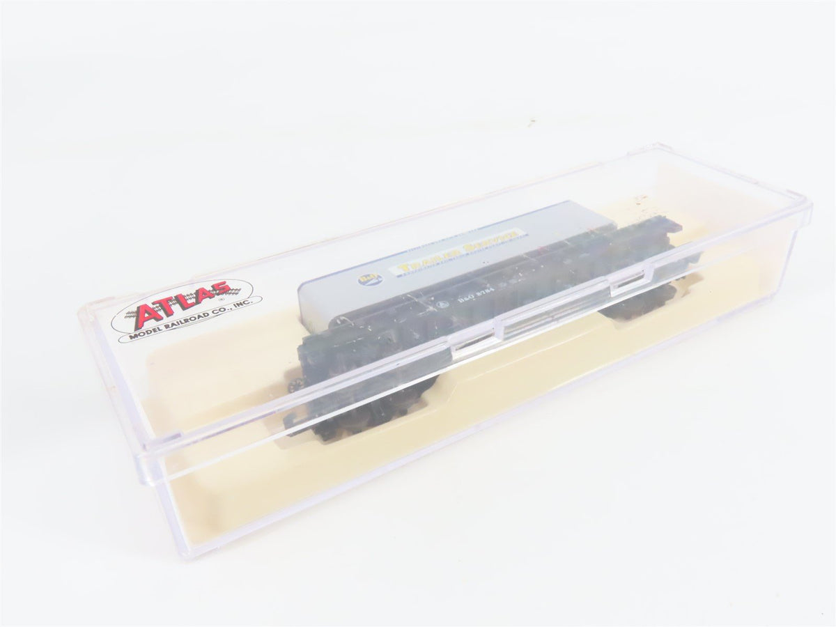 N Atlas 37791 B&amp;O Baltimore &amp; Ohio Piggyback Flat Car #8784 w/ 40&#39; Trailer