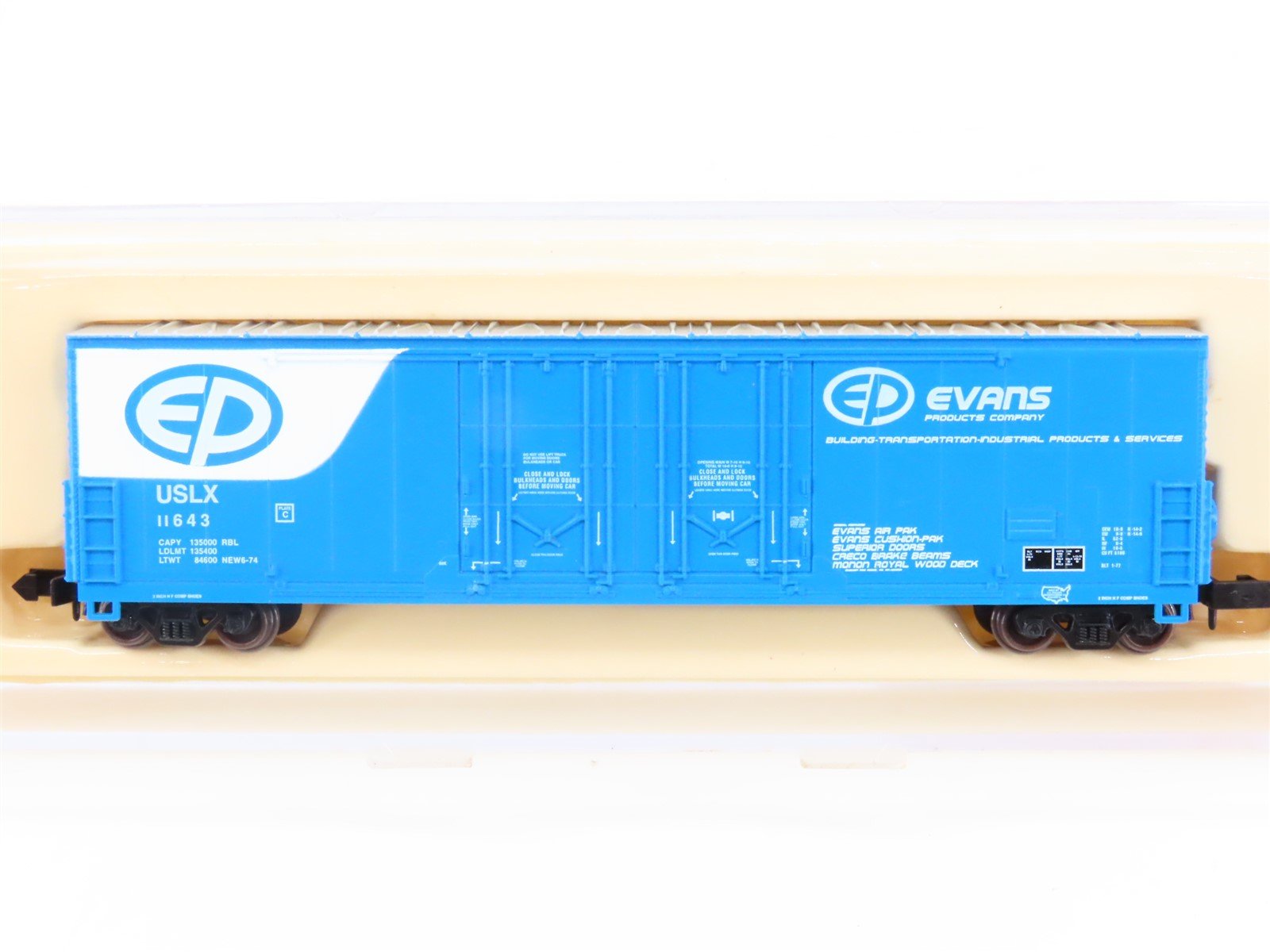 N Scale Atlas 31041 USLX Evans Products 60' Double Plug Door Box Car #11643