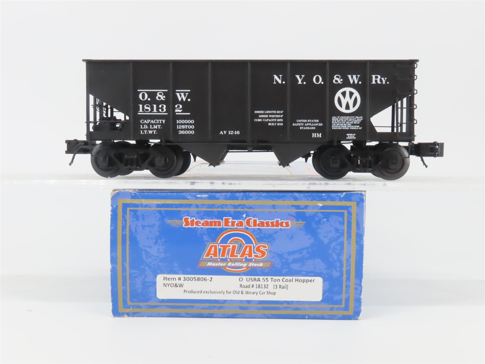 O Gauge 3-Rail Atlas 3005806-2 NYO&W Old & Weary Car Shop 2-Bay Hopper #18132