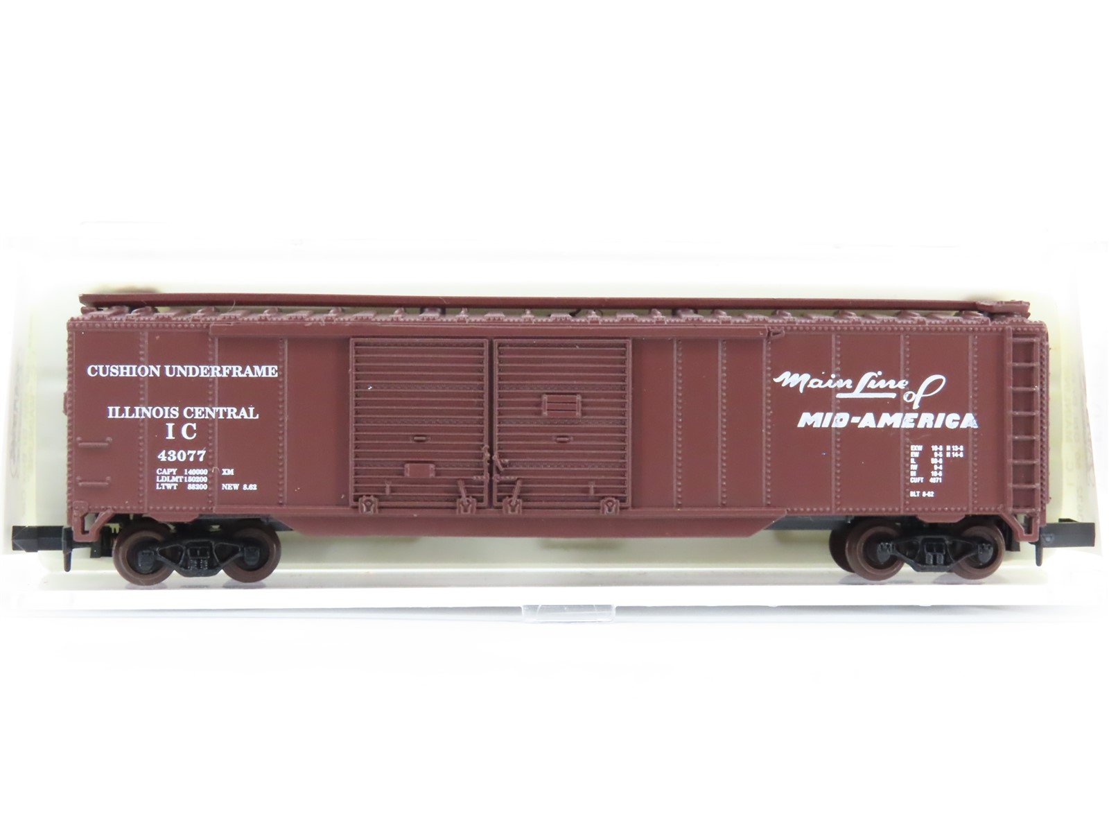N Scale Atlas 3632 IC Illinois Central "Mainline" 50' Double Door Box Car #43077