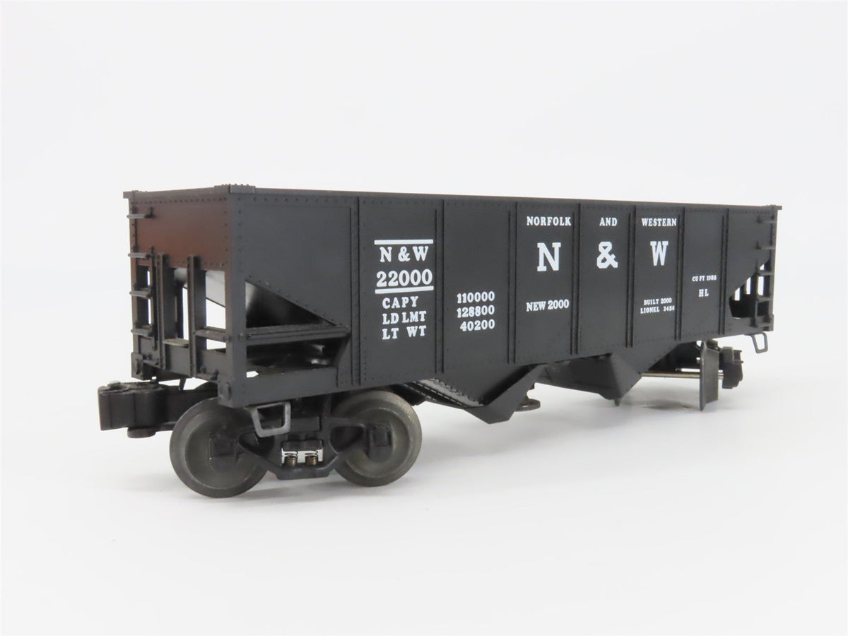 O Gauge 3-Rail Lionel 6-19885 N&amp;W Norfolk &amp; Western Operating 2-Bay Hopper 22000