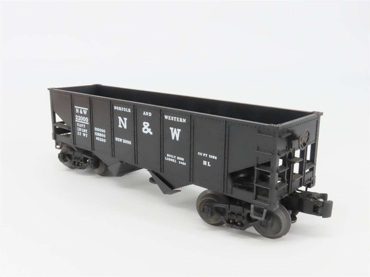 O Gauge 3-Rail Lionel 6-19885 N&amp;W Norfolk &amp; Western Operating 2-Bay Hopper 22000
