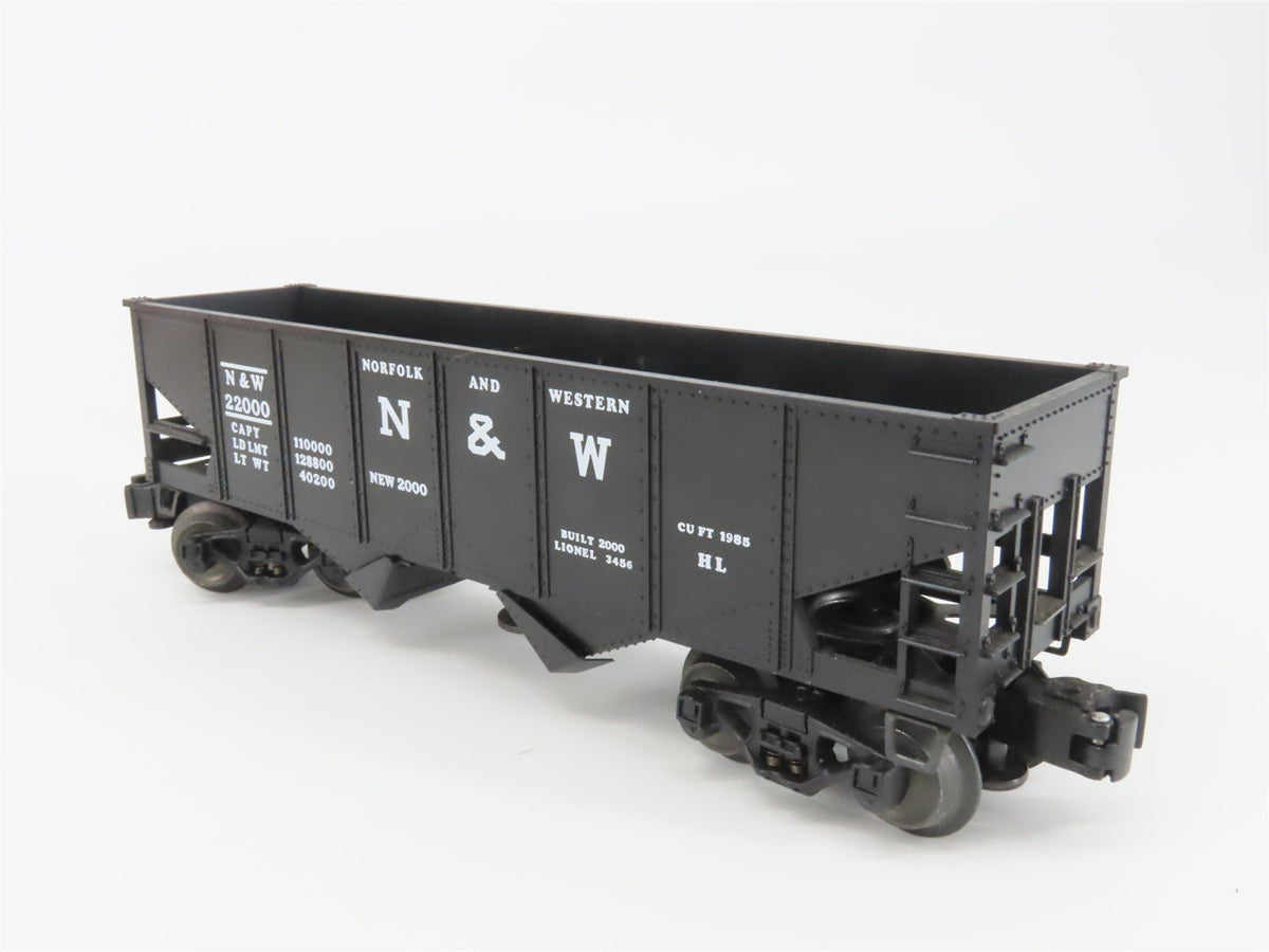 O Gauge 3-Rail Lionel 6-19885 N&amp;W Norfolk &amp; Western Operating 2-Bay Hopper 22000
