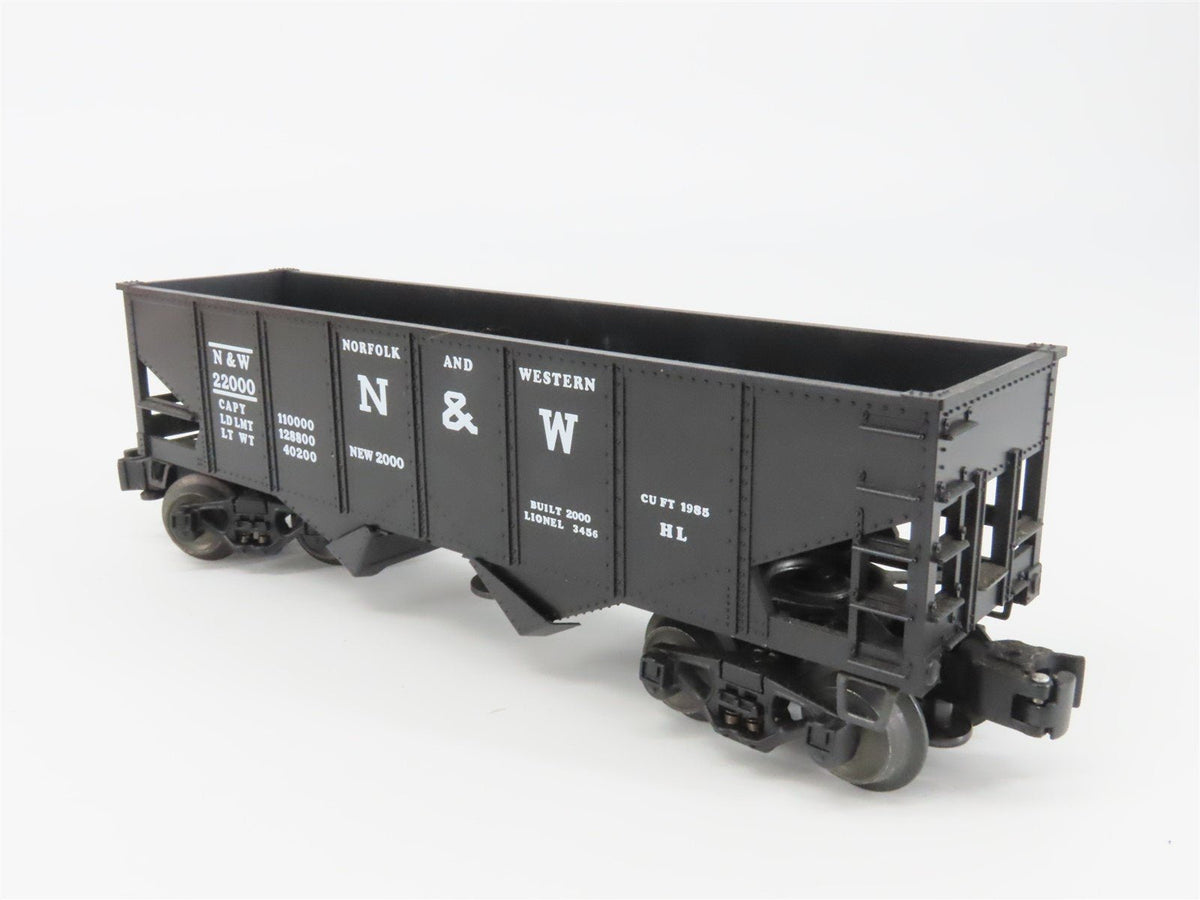 O Gauge 3-Rail Lionel 6-19885 N&amp;W Norfolk &amp; Western Operating 2-Bay Hopper 22000