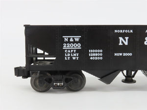 O Gauge 3-Rail Lionel 6-19885 N&W Norfolk & Western Operating 2-Bay Hopper 22000