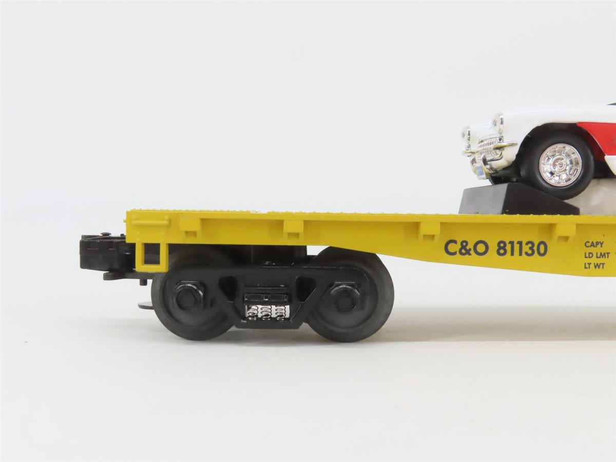 O Gauge 3-Rail MTH Rail King 33-7603 C&amp;O Chessie Flat Car #81130 w/ Corvette