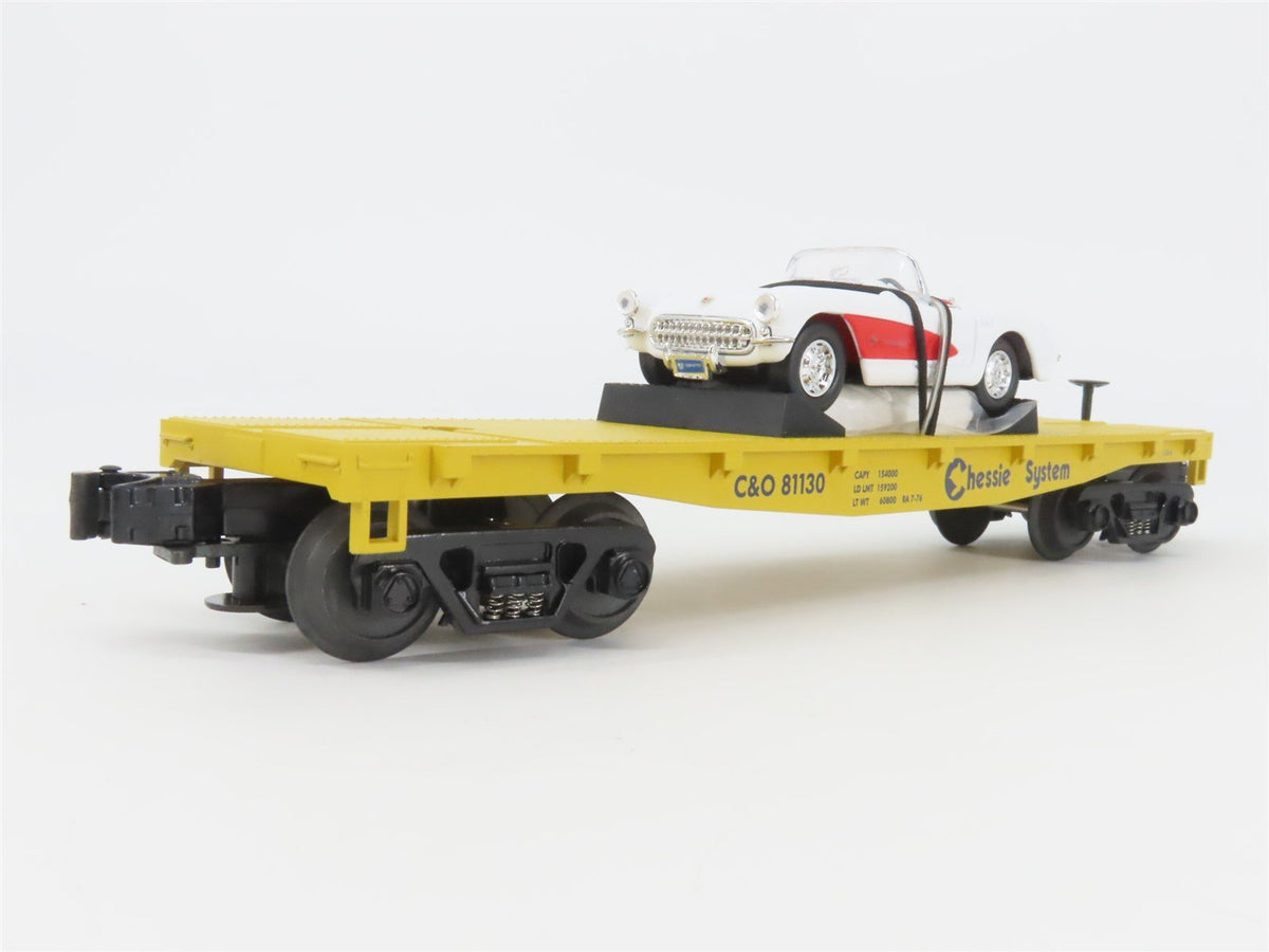 O Gauge 3-Rail MTH Rail King 33-7603 C&amp;O Chessie Flat Car #81130 w/ Corvette