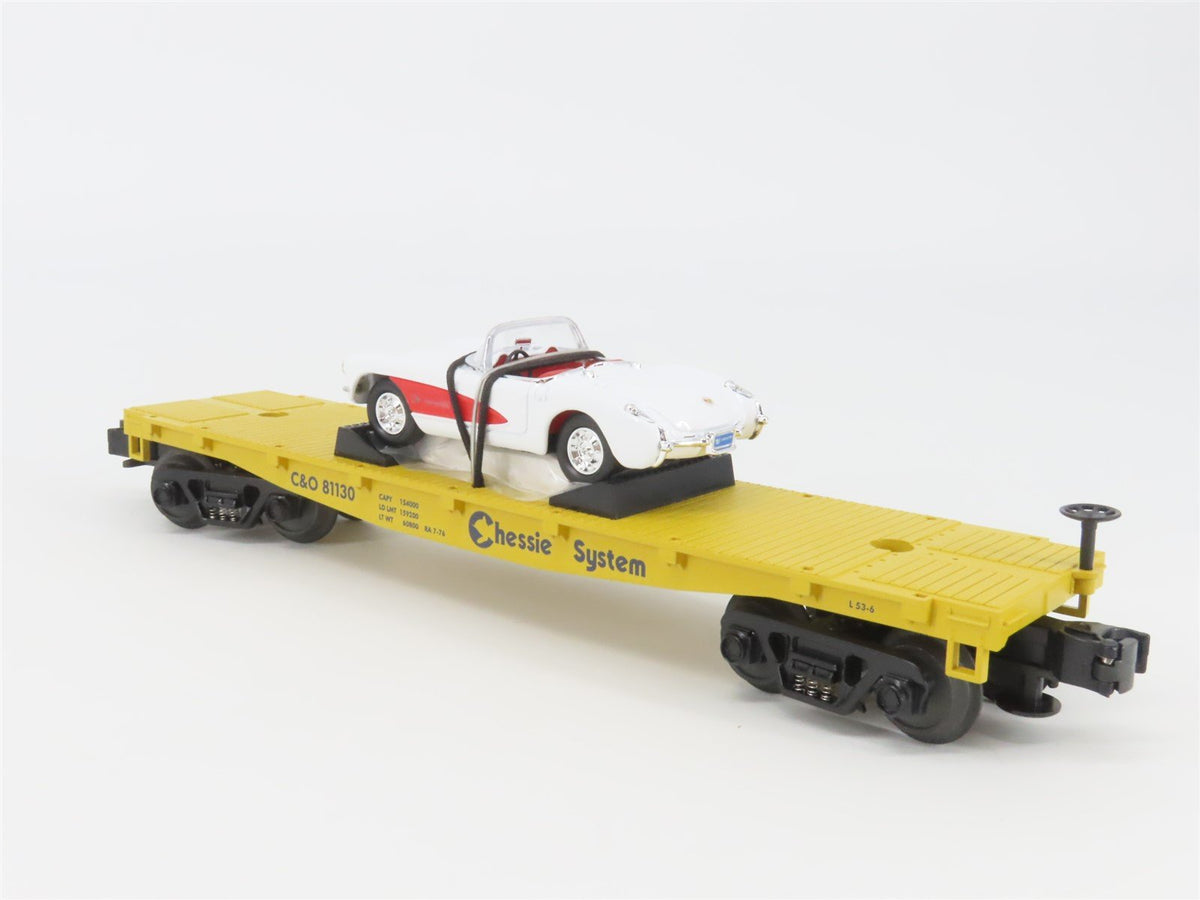 O Gauge 3-Rail MTH Rail King 33-7603 C&amp;O Chessie Flat Car #81130 w/ Corvette