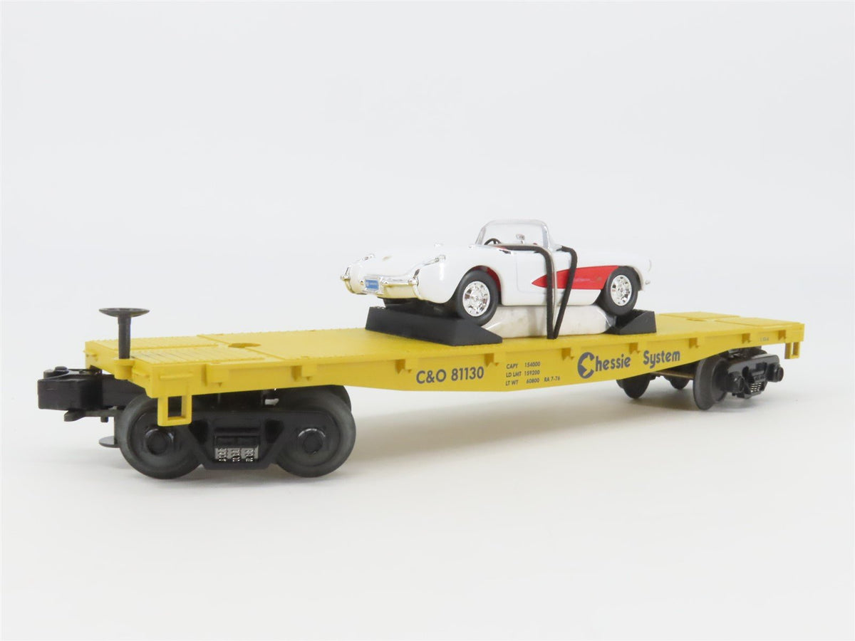 O Gauge 3-Rail MTH Rail King 33-7603 C&amp;O Chessie Flat Car #81130 w/ Corvette