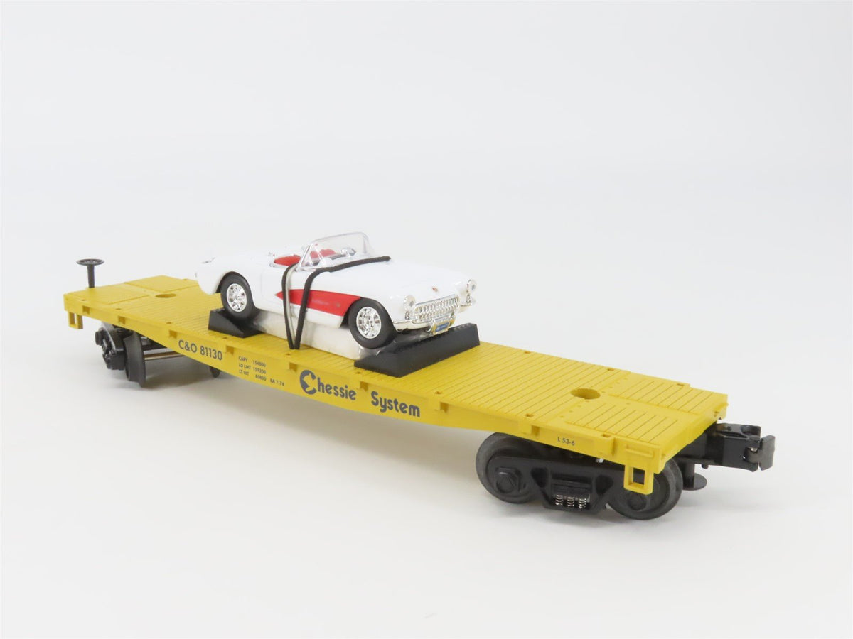 O Gauge 3-Rail MTH Rail King 33-7603 C&amp;O Chessie Flat Car #81130 w/ Corvette