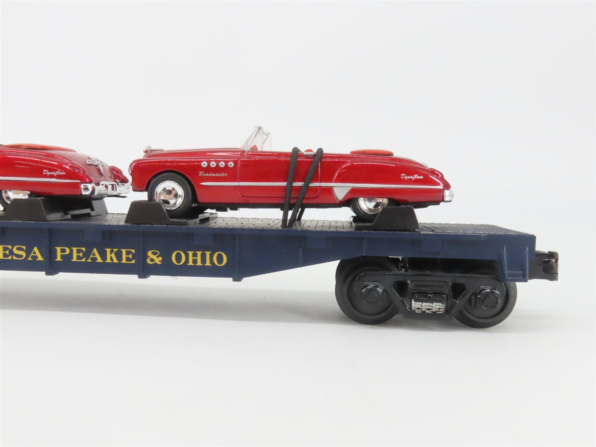 O Gauge 3-Rail MTH Rail King 30-76118 C&amp;O Flat Car #81130 w/ 2 Buick Roadmasters