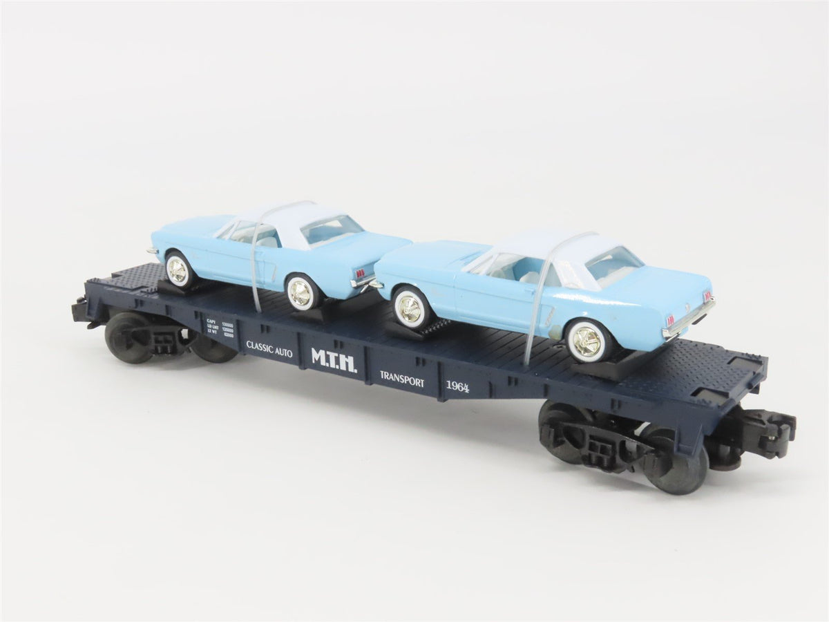 O Gauge 3-Rail MTH Rail King 30-7617 Auto Transport Flat Car #1930 w/ 2 Mustangs