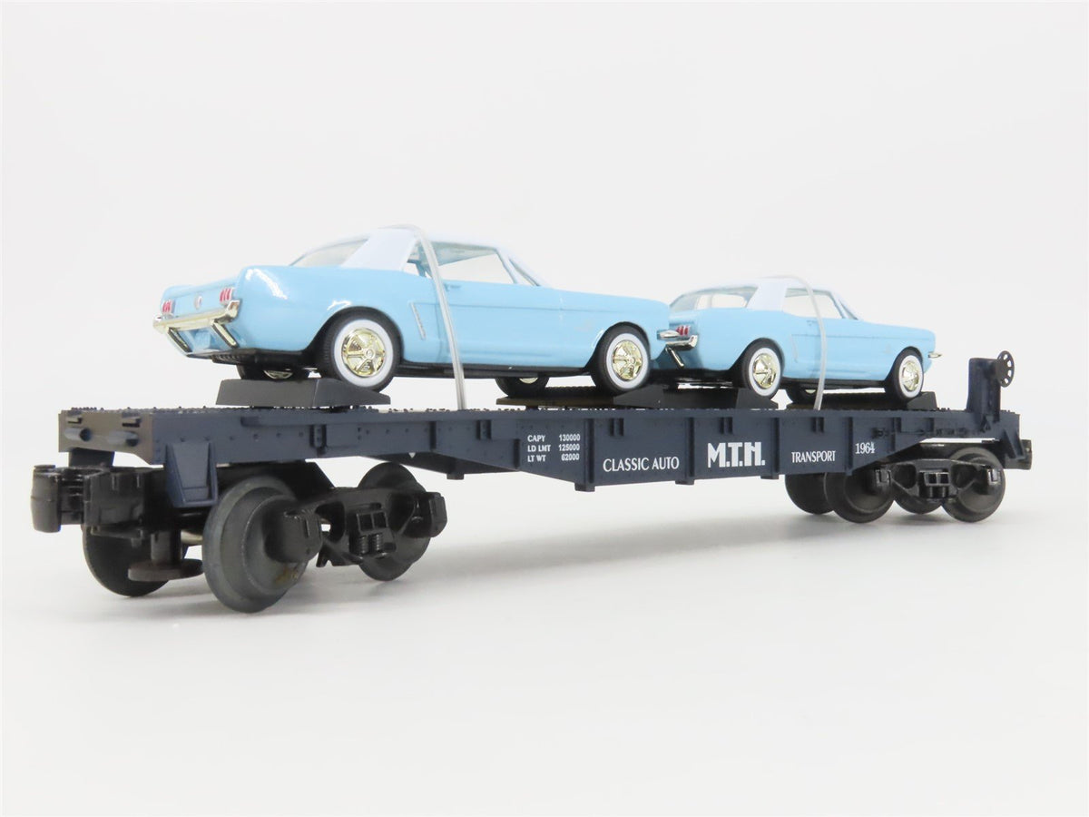 O Gauge 3-Rail MTH Rail King 30-7617 Auto Transport Flat Car #1930 w/ 2 Mustangs