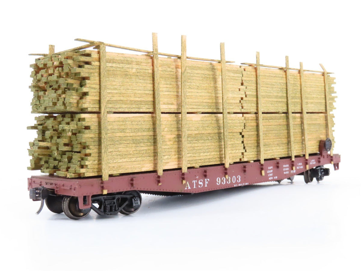 LOT of 2 HO Scale ATSF Santa Fe &amp; UP Union Pacific Flat Cars w/ Custom Loads