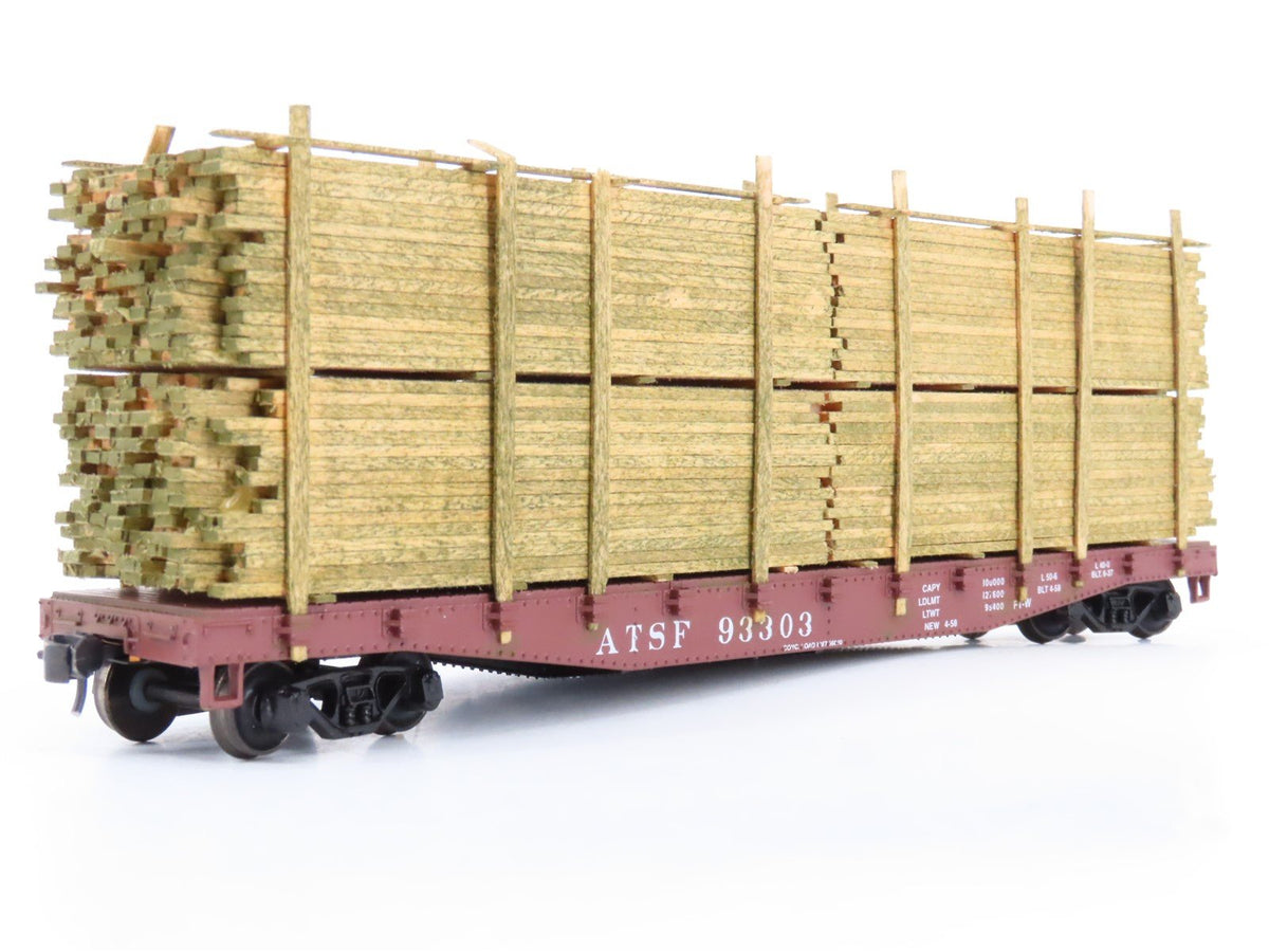 LOT of 2 HO Scale ATSF Santa Fe &amp; UP Union Pacific Flat Cars w/ Custom Loads
