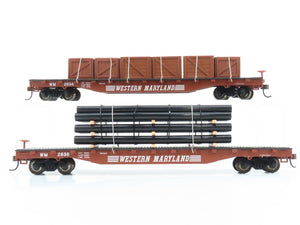 LOT of 2 HO Scale Bachmann WM Western Maryland Flat Cars w/ Custom Loads
