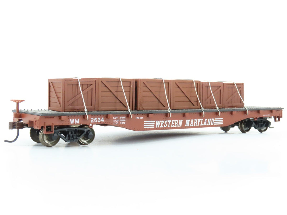 LOT of 2 HO Scale Bachmann WM Western Maryland Flat Cars w/ Custom Loads