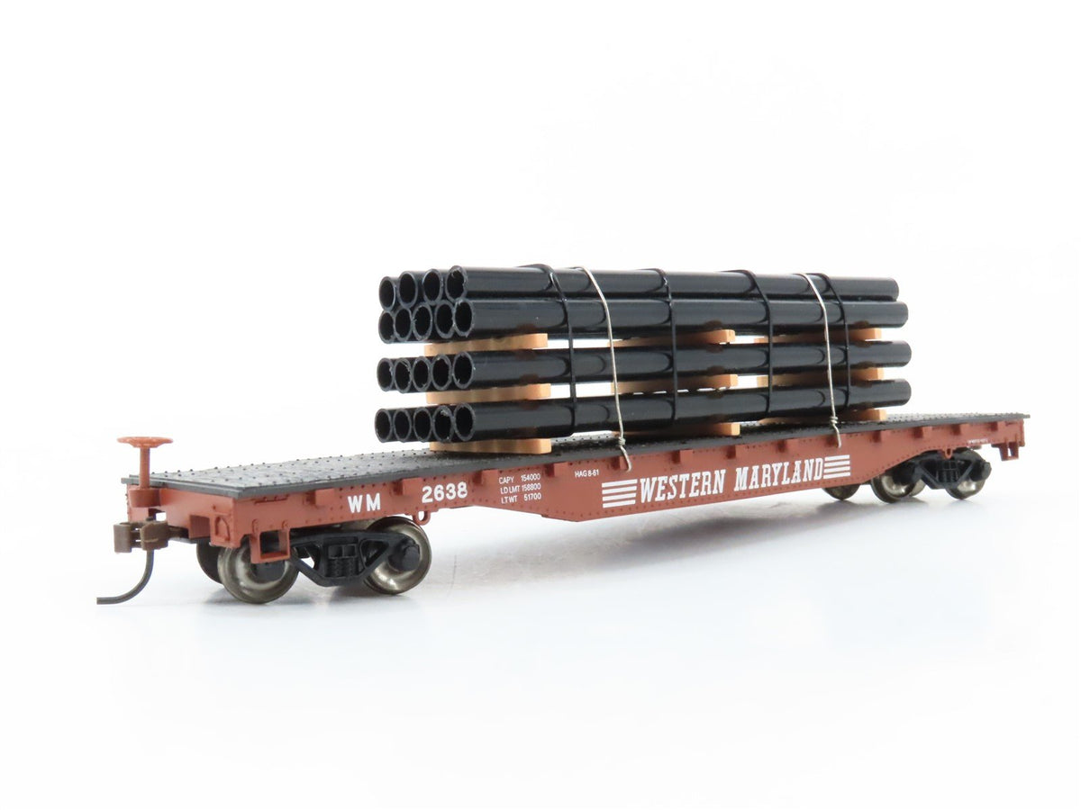 LOT of 2 HO Scale Bachmann WM Western Maryland Flat Cars w/ Custom Loads