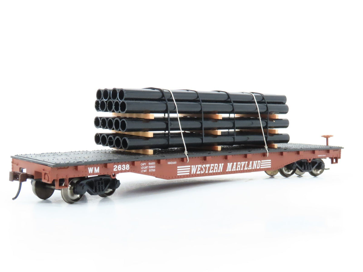 LOT of 2 HO Scale Bachmann WM Western Maryland Flat Cars w/ Custom Loads