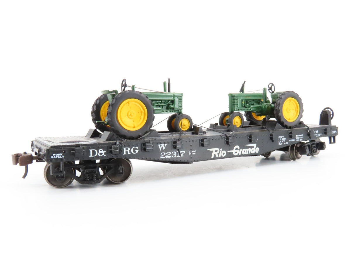 LOT of 2 HO Scale ATSF Santa Fe D&amp;RGW Rio Grande Flat Cars w/ Custom Loads