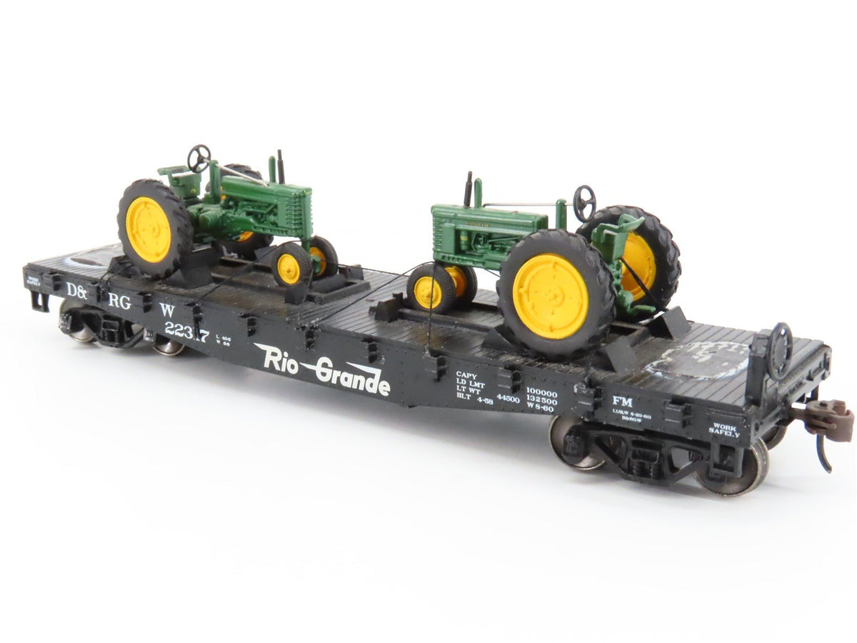 LOT of 2 HO Scale ATSF Santa Fe D&amp;RGW Rio Grande Flat Cars w/ Custom Loads