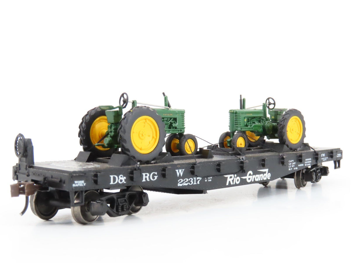 LOT of 2 HO Scale ATSF Santa Fe D&amp;RGW Rio Grande Flat Cars w/ Custom Loads