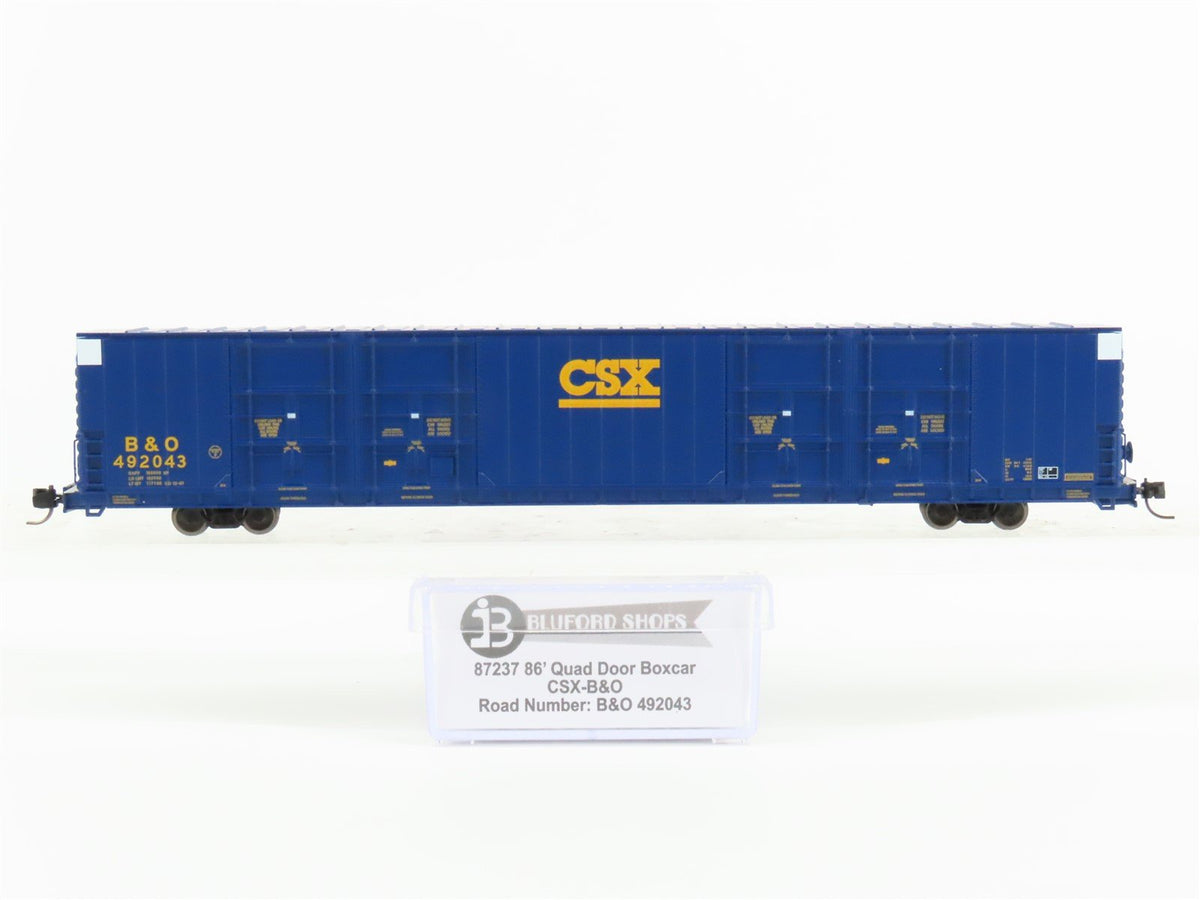 N Scale Bluford Shops 87237 CSX B&amp;O 86&#39; Quad Door Box Car 492043