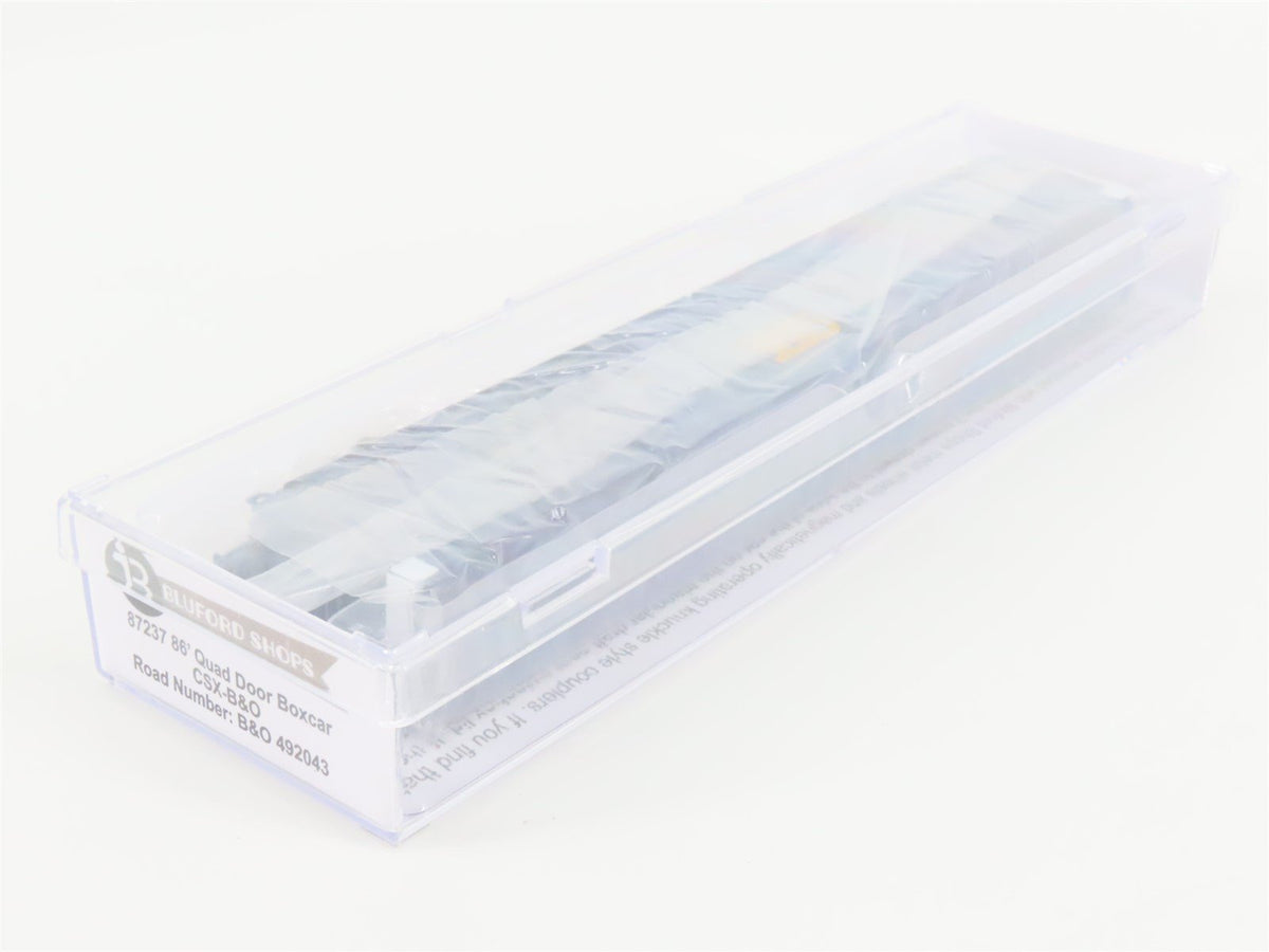 N Scale Bluford Shops 87237 CSX B&amp;O 86&#39; Quad Door Box Car 492043