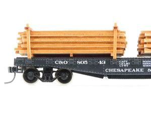 HO Scale C&O Chesapeake & Ohio Flat Car #80543 w/ Custom Lumber Load