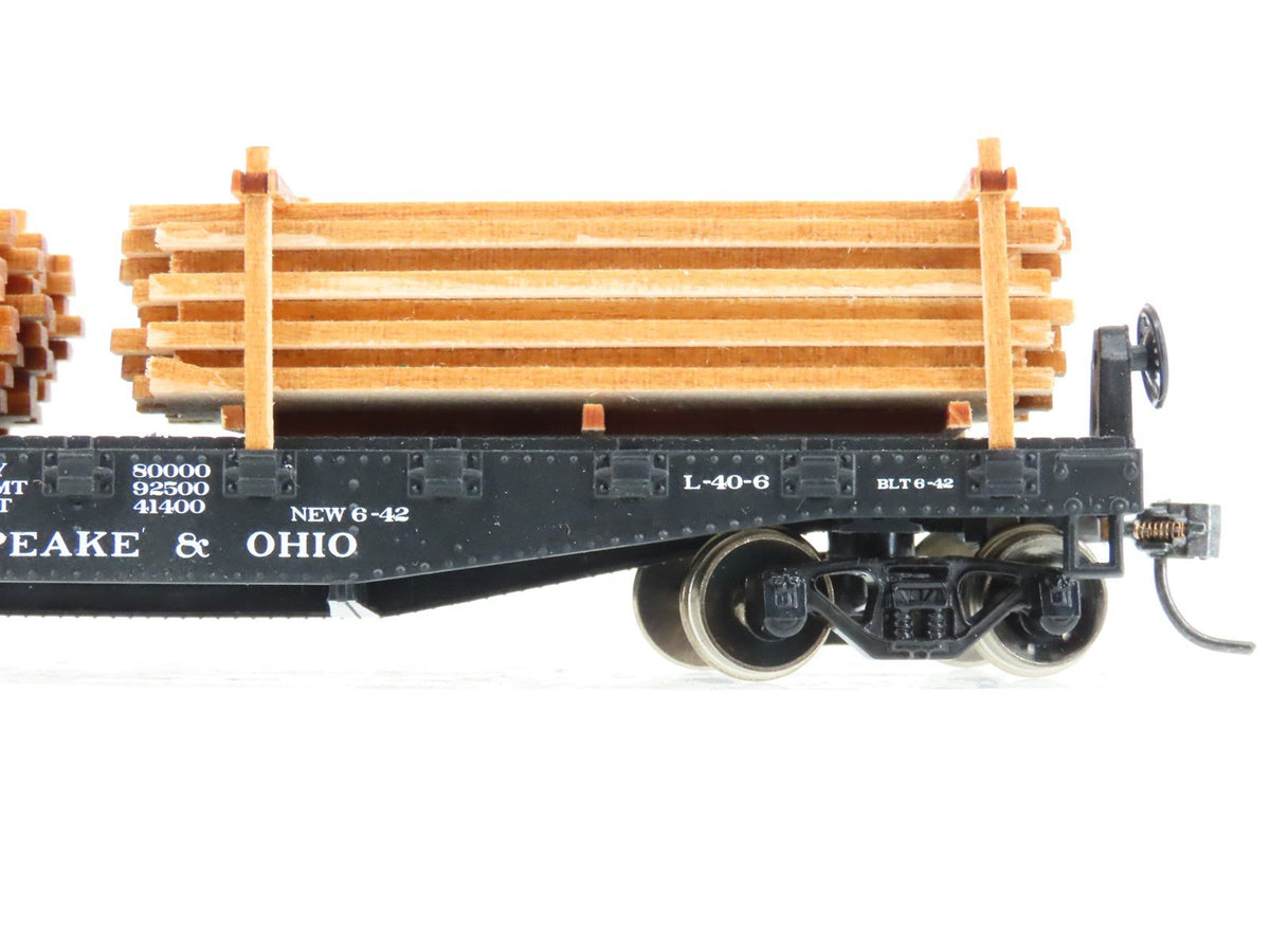 HO Scale C&amp;O Chesapeake &amp; Ohio Flat Car #80543 w/ Custom Lumber Load