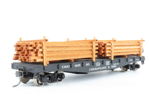 HO Scale C&O Chesapeake & Ohio Flat Car #80543 w/ Custom Lumber Load