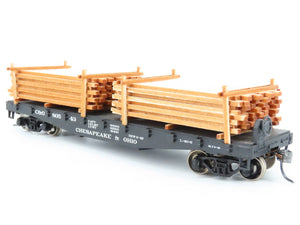 HO Scale C&O Chesapeake & Ohio Flat Car #80543 w/ Custom Lumber Load