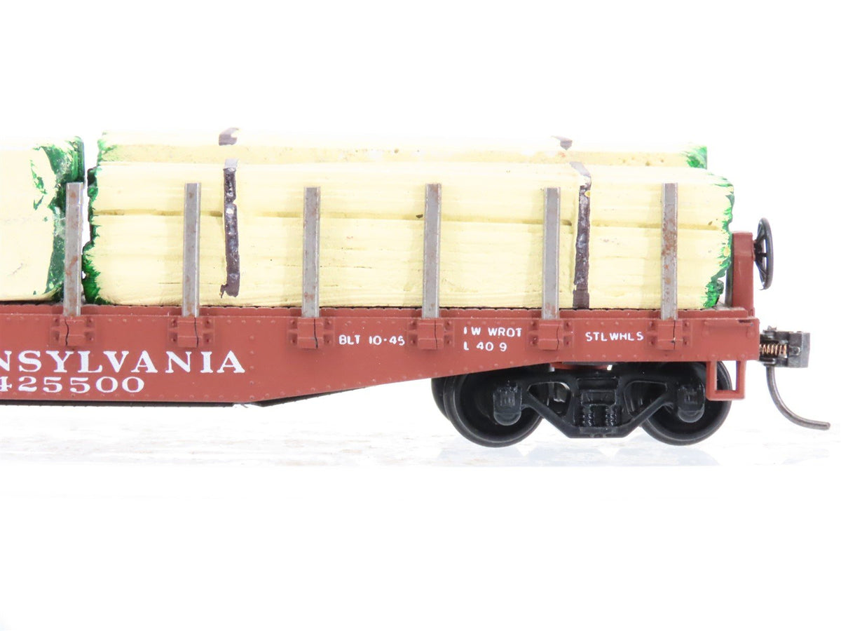 HO Scale Athearn PRR Pennsylvania Flat Car #425500 w/ Custom Lumber Load