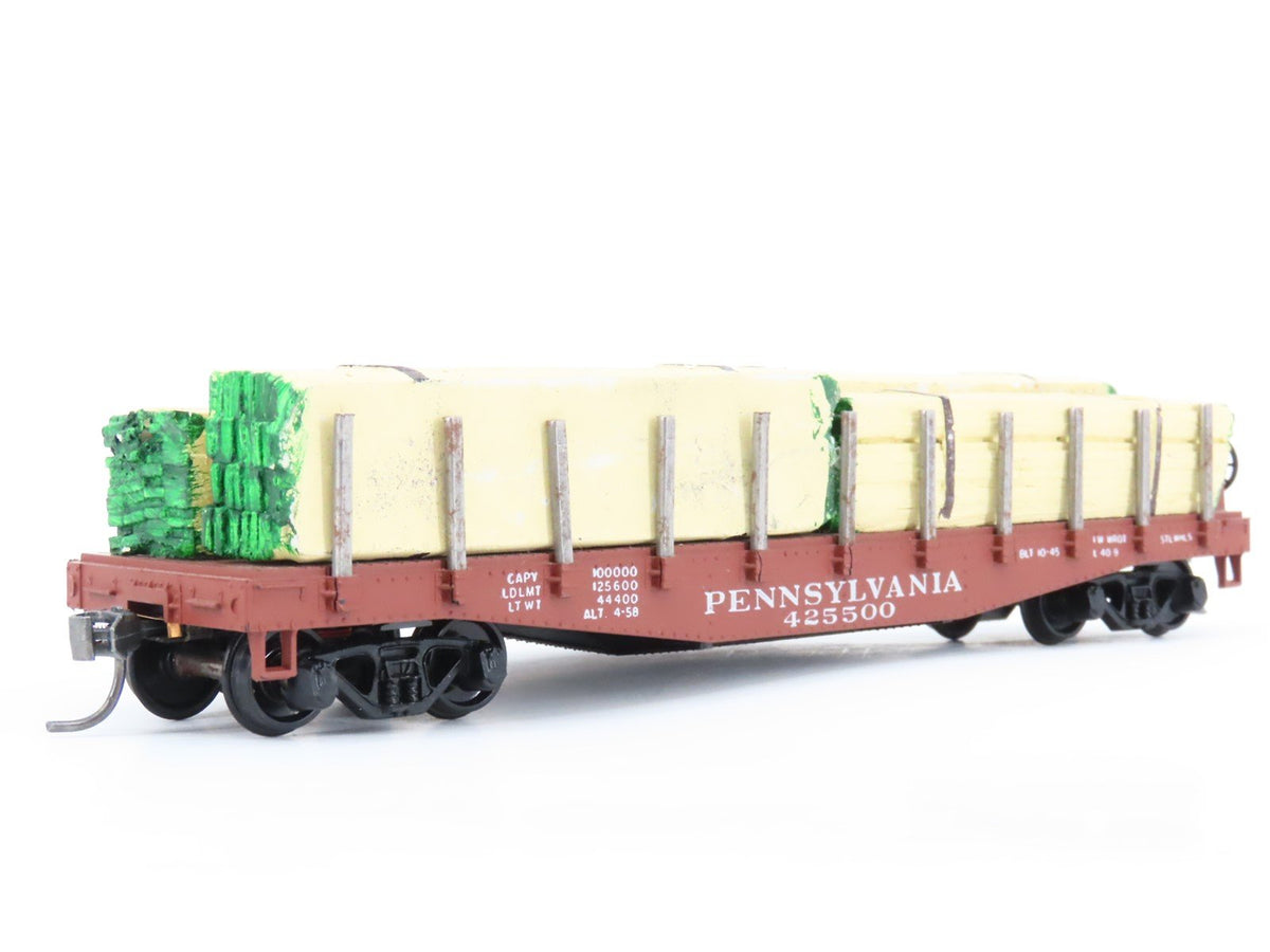 HO Scale Athearn PRR Pennsylvania Flat Car #425500 w/ Custom Lumber Load