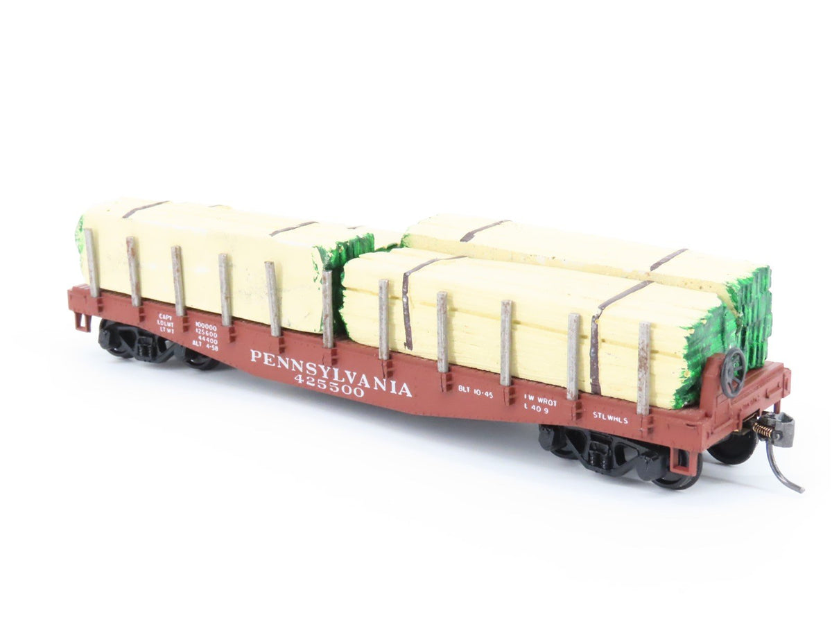 HO Scale Athearn PRR Pennsylvania Flat Car #425500 w/ Custom Lumber Load