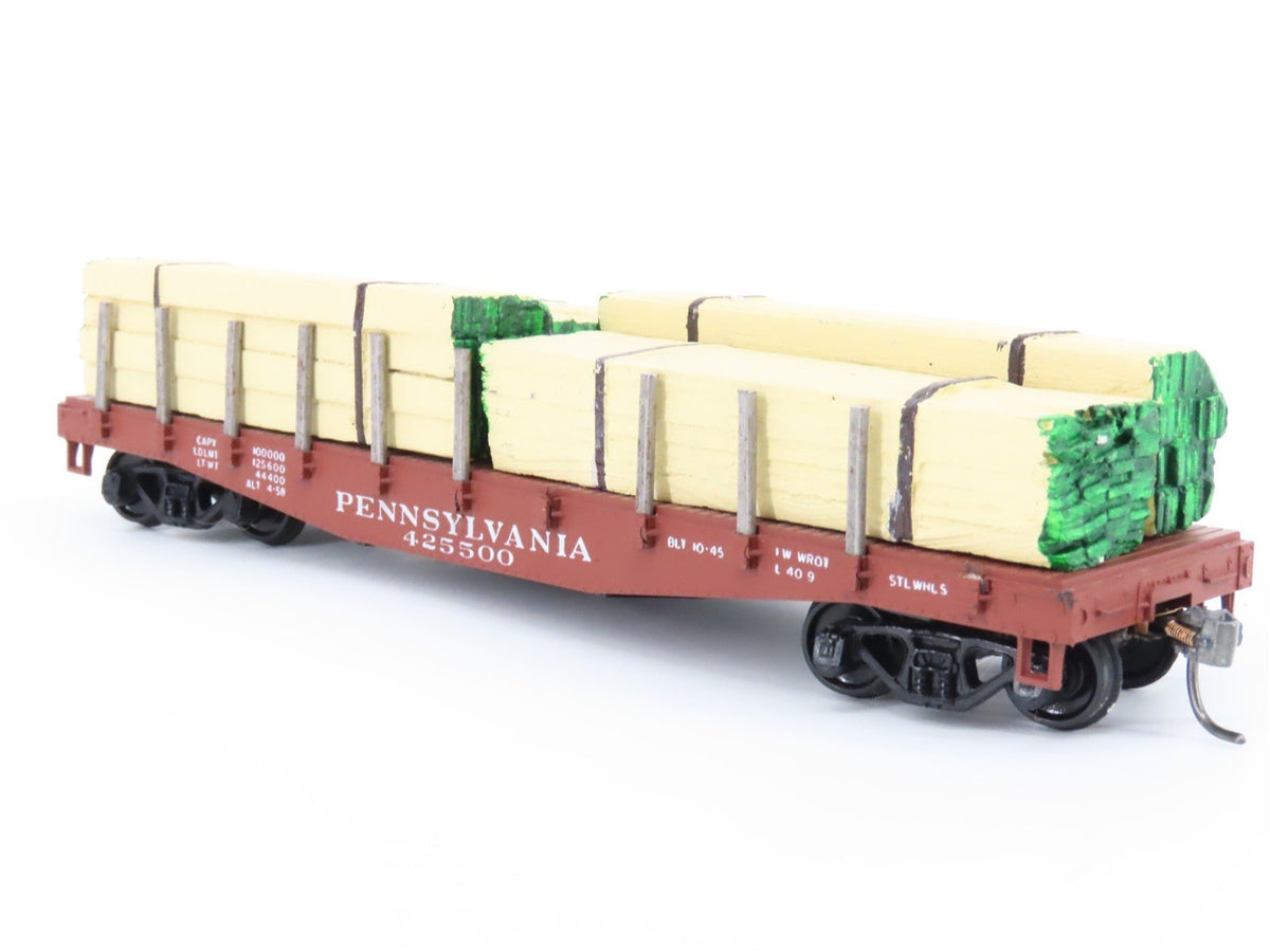 HO Scale Athearn PRR Pennsylvania Flat Car #425500 w/ Custom Lumber Load