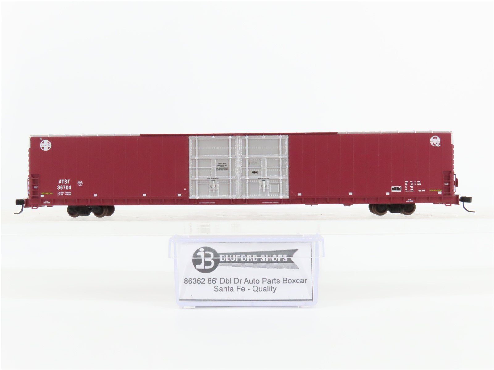N Bluford Shops 86362 ATSF Santa Fe 86' Double Door Auto Parts Box Car 36704
