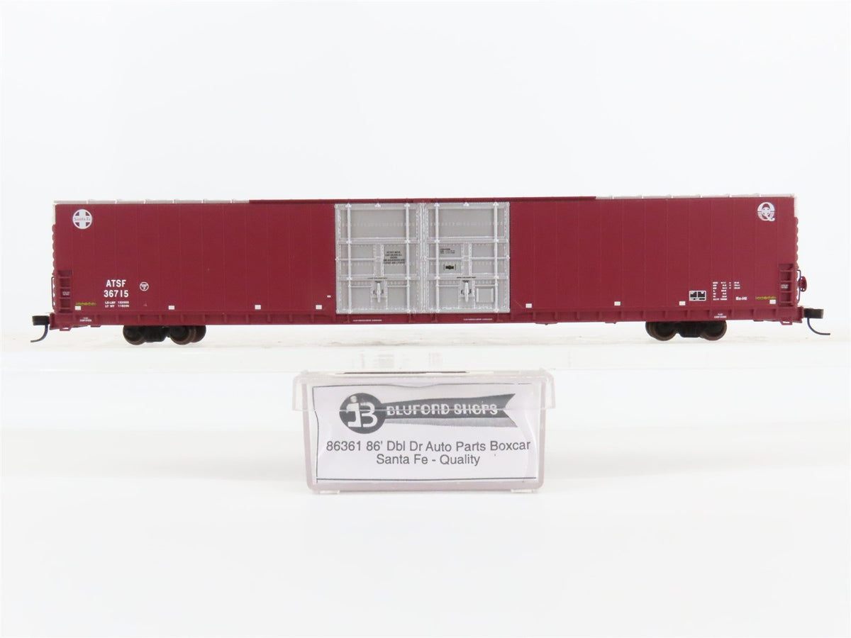 N Bluford Shops 86361 ATSF Santa Fe 86&#39; Double Door Auto Parts Box Car 36715