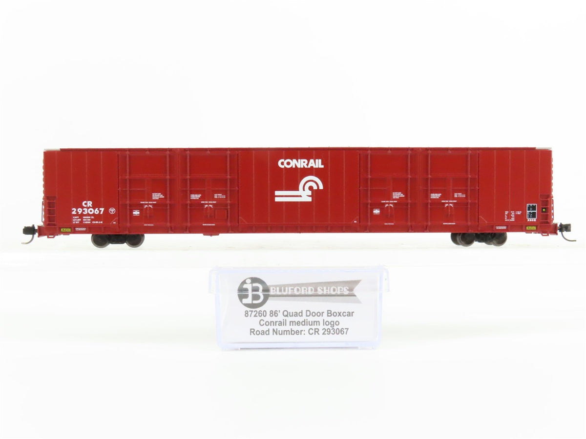 N Scale Bluford Shops 87060 CR Conrail 86&#39; Quad Door Auto Parts Box Car 293067