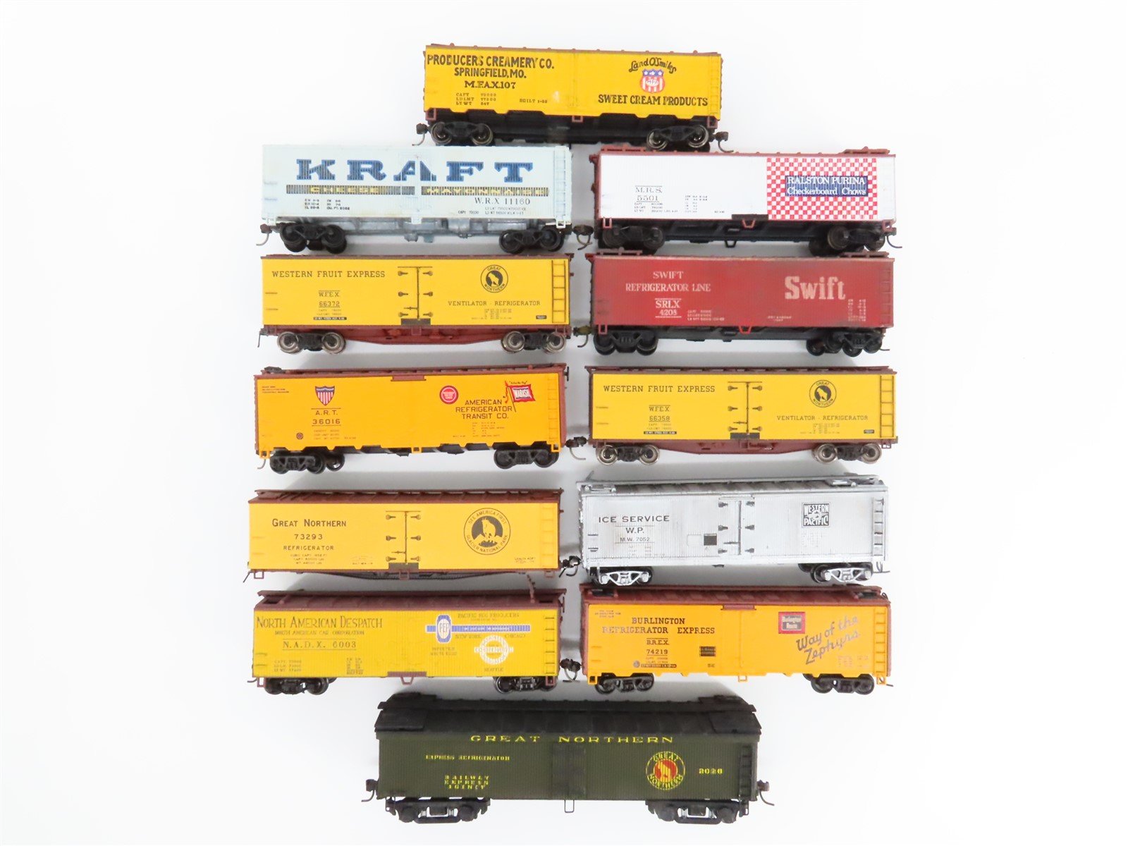 LOT of 12 HO Scale WFEX, ART, WP, GN, SRLX, MFAX, BREX, NADX, MRS, WRX Reefers