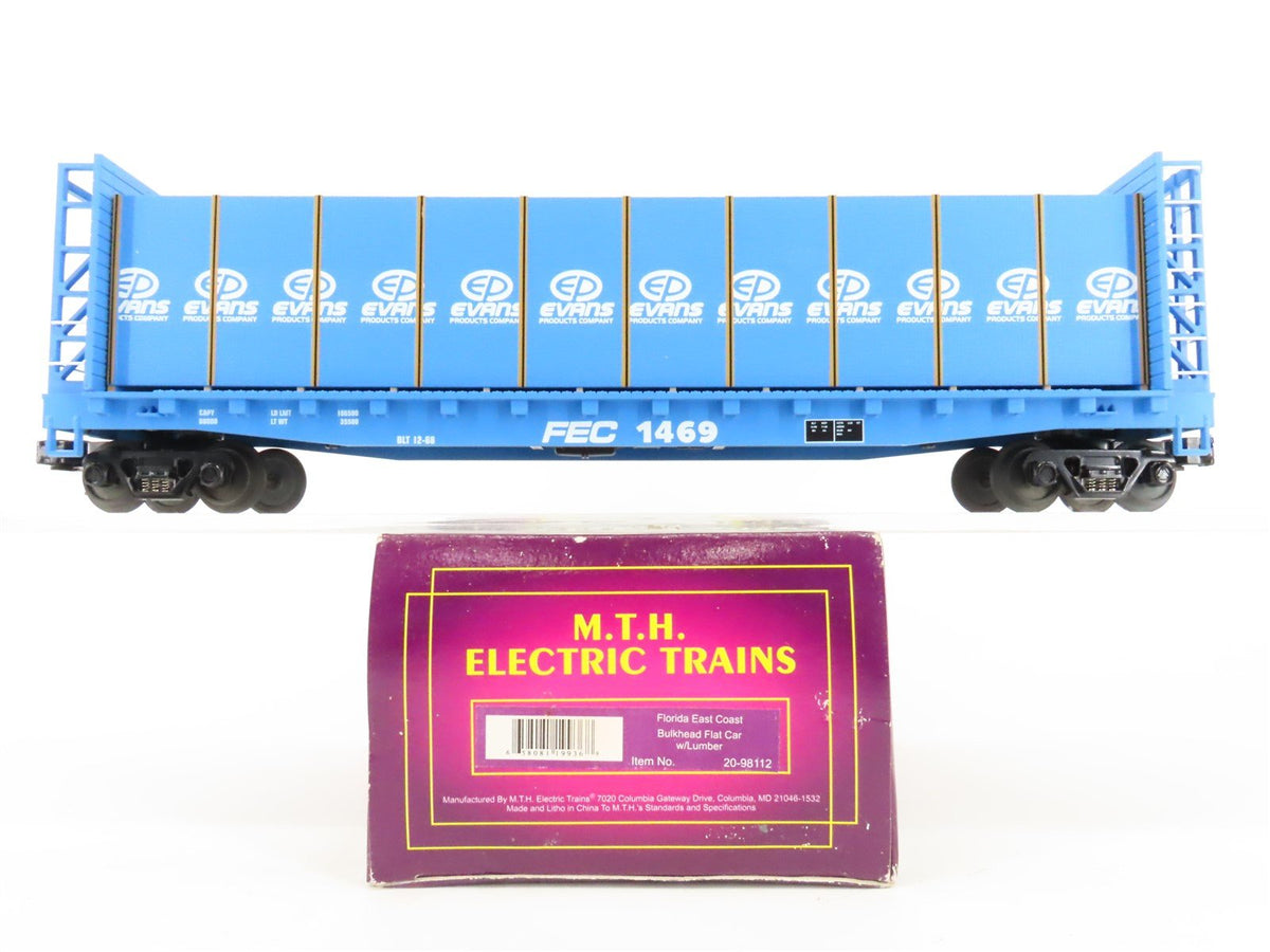 O Gauge 3-Rail MTH 20-98112 FEC Florida East Coast Bulkhead Flat Car 1469 w/Load