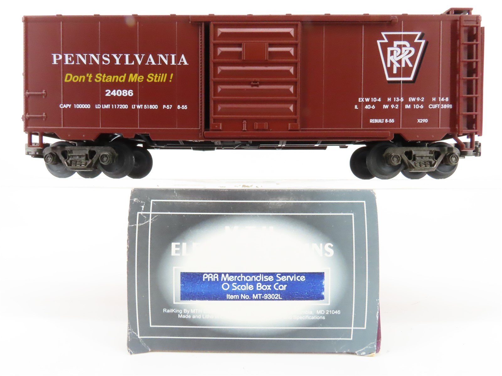 O Gauge 3-Rail MTH MT-9302L PRR "Merchandise Service" 40' Box Car #24086